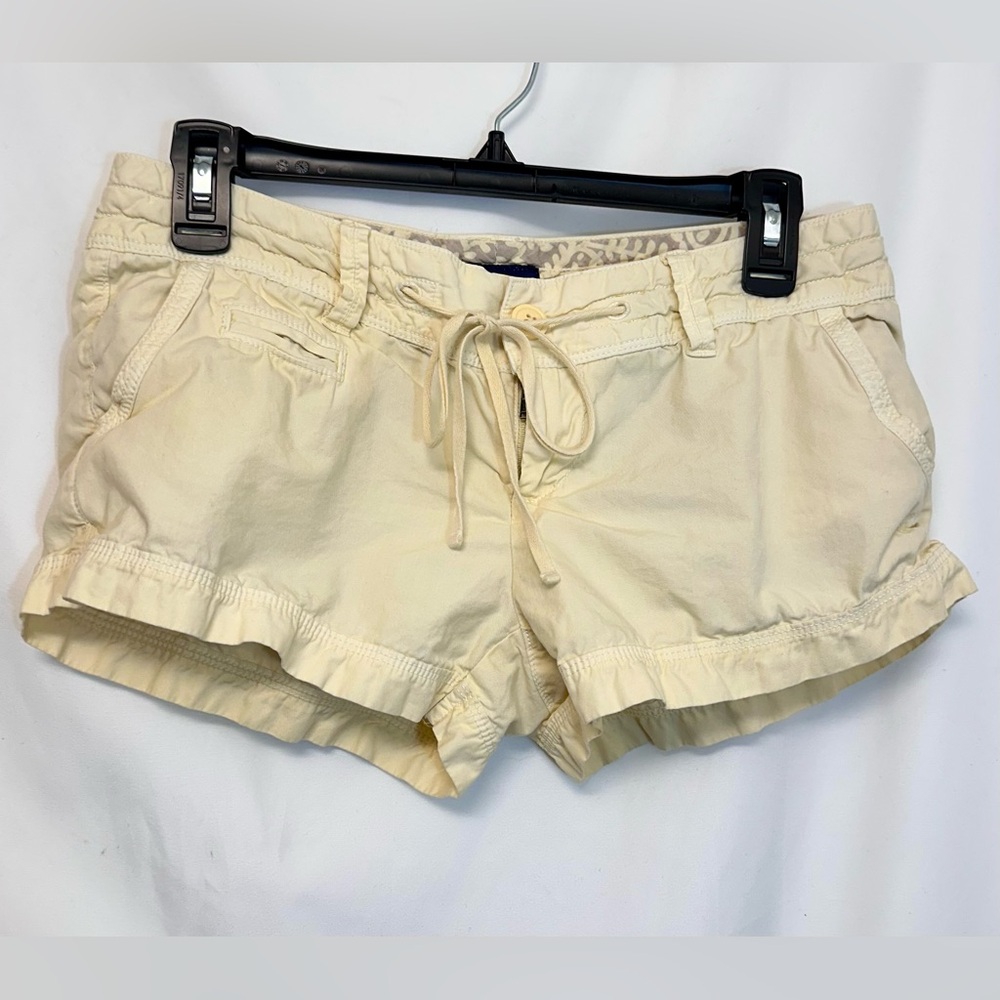 American Eagle Size 2 Yellow Ruffle Hem Drawstring Shorts Women’s Casual Cotton